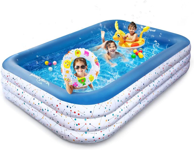 Photo 1 of EagleStone ES15 Inflatable Swimming Outdoor Pool for Adult 120" 72" 21" Full-Sized, Family Kid Kiddie Backyard Pool Easy Set & Durable Large, Blow Up Swimming Pool for Indoor Garden Summer Water Party
