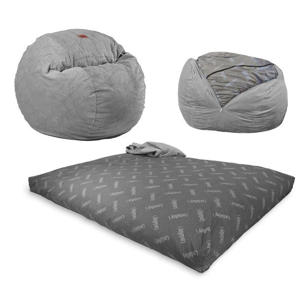 Photo 1 of CordaRoy's Convertible Chenille Queen Size Bean Bag Chair, Charcoal
