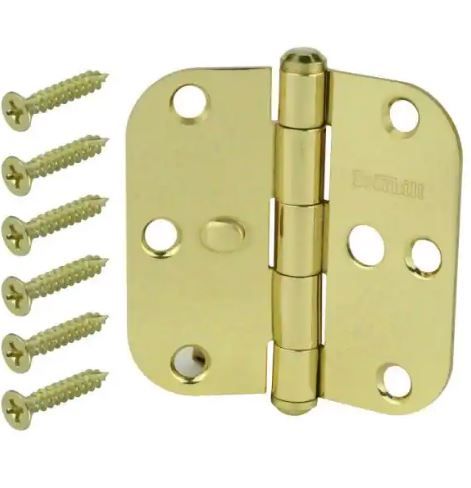 Photo 1 of 3-1/2 in. x 5/8 in. Radius Satin Brass Door Hinge Value Pack (20-Pack)
