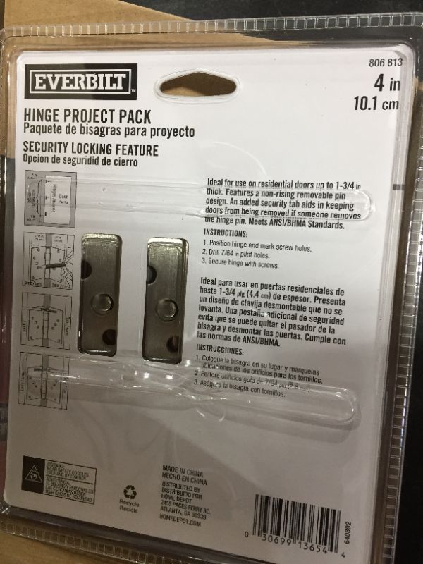 Photo 1 of 4 in. Satin Nickel Square Corner Security Door Hinges Value Pack (3-Pack)
