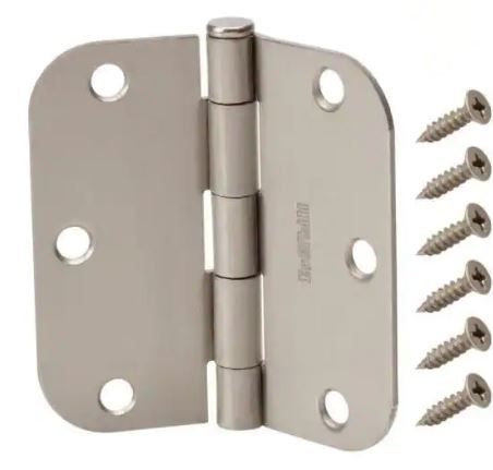 Photo 1 of 3-1/2 in. x 5/8 in. Radius Satin Nickel Door Hinge Value Pack (12 per Pack)
