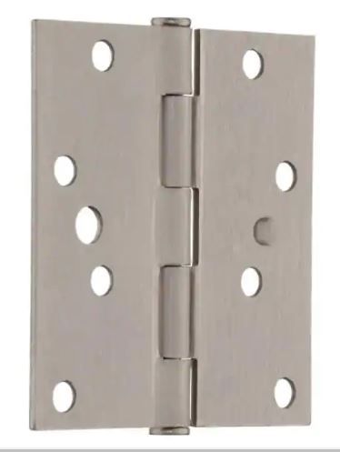 Photo 1 of 4 in. Satin Nickel Square Corner Security Door Hinges Value Pack (3-Pack)
