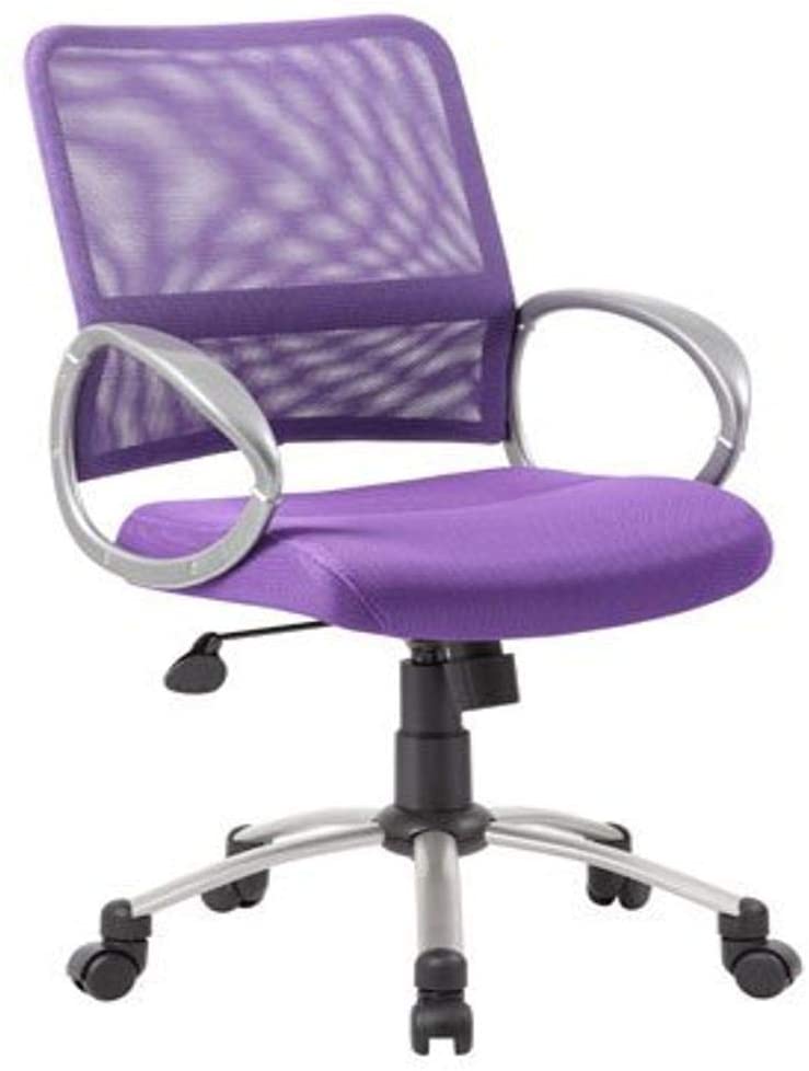 Photo 1 of Boss Office Products Mesh Back Task Chair with Pewter Finish in Purple
