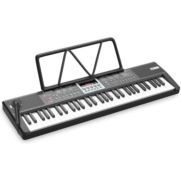 Photo 1 of LAGRIMA LAG-710 Kids 61 Key Portable Electric Keyboard Piano with Built In Speakers, LED Screen, Microphone, Dual Power Supply, Music Sheet Stand for Beginner, Kid, Black
