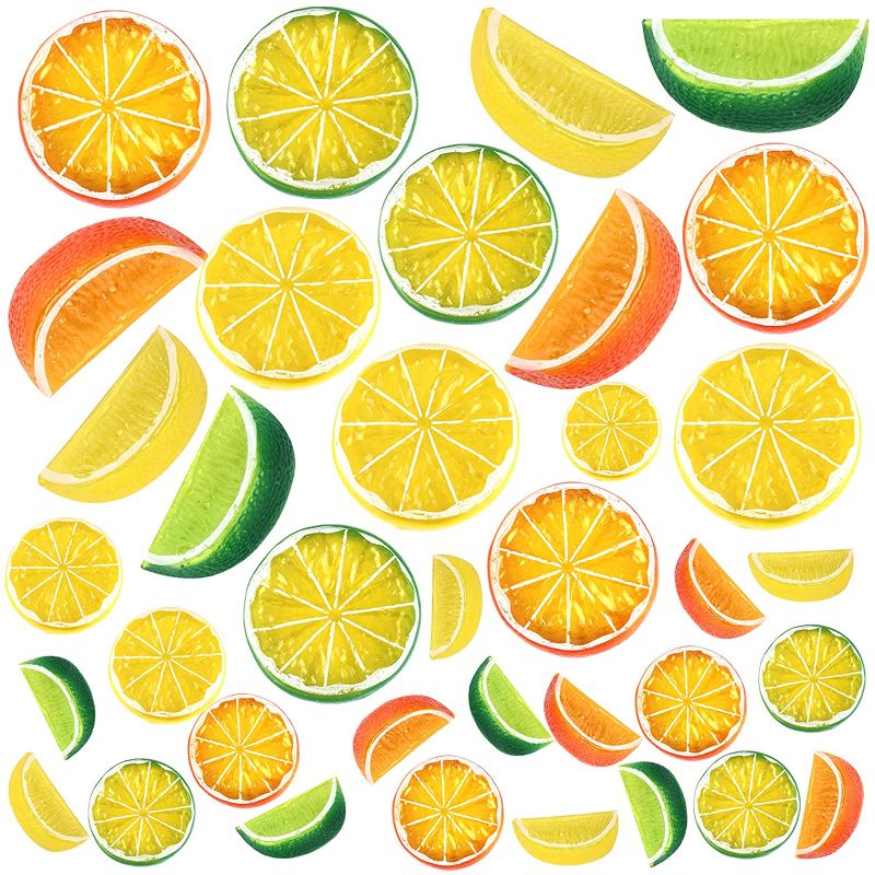 Photo 1 of Elcoho 36 Pieces Artificial Lemon Slices Blocks Decors Simulation Lemon Decors Fake Fruit Model Decorative Supply for Party Kitchen Wedding
