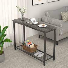 Photo 1 of Ecoprsio Console Table Sofa Table with Mesh Shelves, 2 Tier Entryway Table Foyer Table for Entryway, Front Hall, Hallway, Sofa, Couch, Living Room, Coffee Bar, Kitchen, Grey
