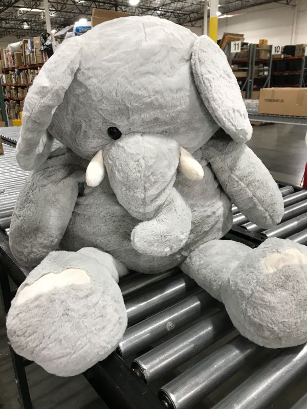 Photo 2 of Animal Adventure | Amazon Exclusive | Sqoosh2Poof | Jumbo Plush Character Compressed Inside Small Box | 44" Elephant , Gray
