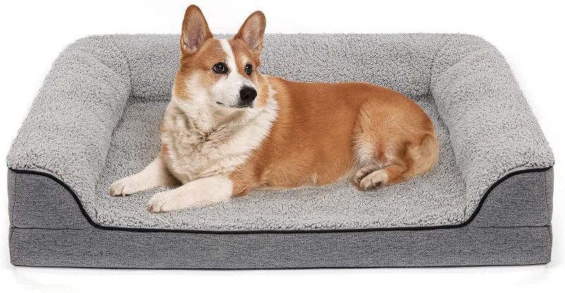 Photo 1 of Dog Bed,Orthopedic Pet Sofa Pillow Bed with Removable Cover & Non-Slip Bottom (Large(35"x26"), Light Grey)
