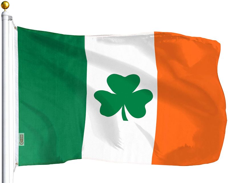 Photo 1 of G128 – Ireland Shamrock (Irish) Flag | 3x5 feet | Printed – Vibrant Colors, Brass Grommets, Quality Polyester
