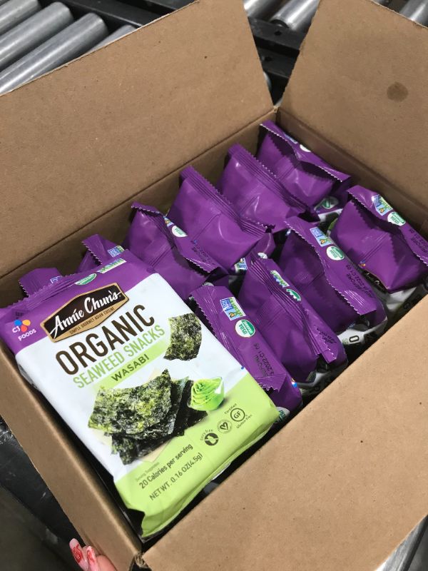 Photo 2 of Annie Chun's Organic Seaweed Snacks, Wasabi, Organic, Non GMO, Vegan, Gluten Free, 0.35 Oz (Pack of 12)
expires 02/2022