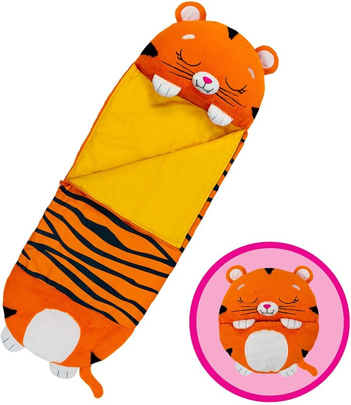 Photo 1 of Happy Nappers Pillow & Sleepy Sack- Comfy, Cozy, Compact, Super Soft, Warm, All Season, Sleeping Bag with Pillow- Tiger (Medium- 54” x 20”)
