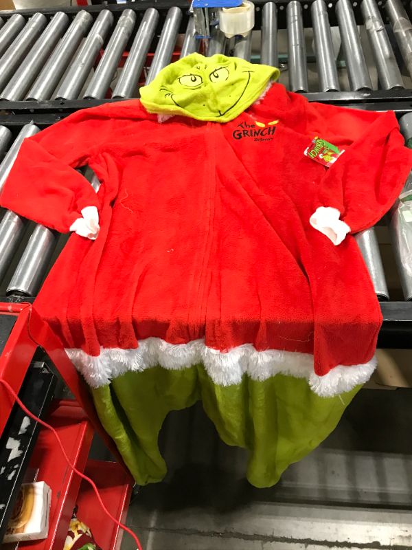 Photo 2 of Mens' The Grinch Santa Hooded Costume Union Suit One-Piece Pajama [size Large]
