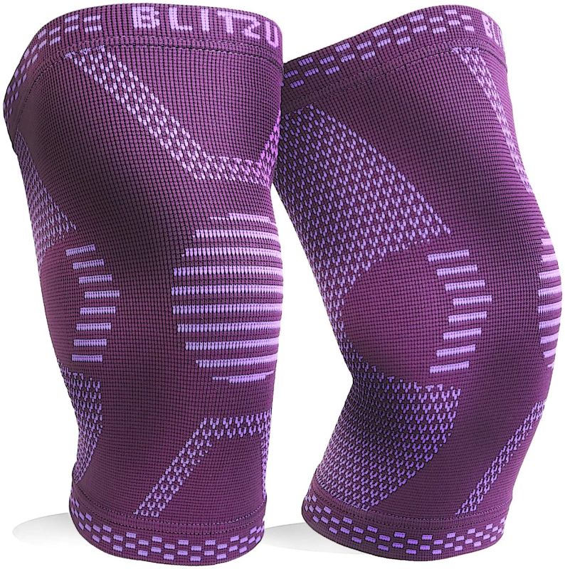 Photo 1 of BLITZU Knee Compression Sleeve for Men & Women – Best Knee Brace Support for Running, Gym, Workout, Fitness, Weightlifting. Joint Pain Relief, Arthritis, ACL, Meniscus Tear and Injury Recovery (Large, Purple)
