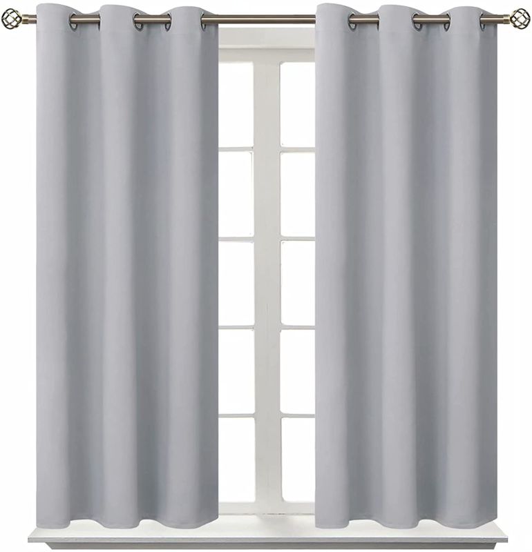 Photo 1 of BGment Blackout Curtains for Living Room - Grommet Thermal Insulated Room Darkening Curtains for Bedroom, Set of 2 Panels (42 x 54 Inch, Light Grey)
