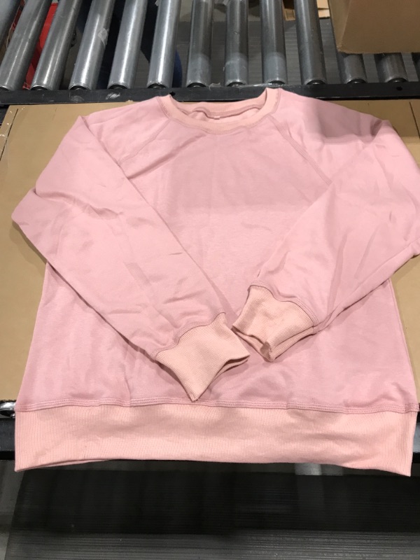 Photo 1 of WOMEN'S FLEECE PULLOVER SWEATSHIRT, PINK, SIZE MEDIUM. 