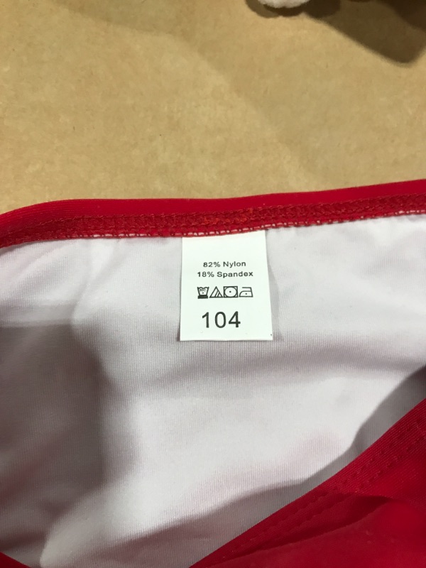 Photo 3 of GIRLS' 2 PIECE TODDLER SWIMSUIT. RED/WHITE, SIZE 104.