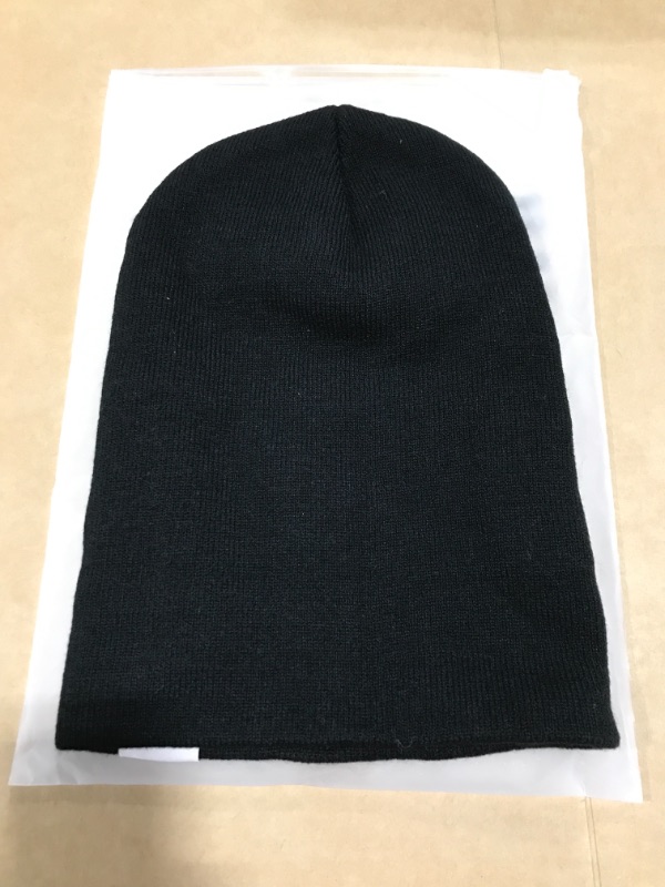 Photo 2 of FANVINCE BLACK BEANIE STOCKING HAT. ONE SIZE. 