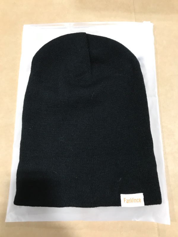 Photo 1 of FANVINCE BLACK BEANIE STOCKING HAT. ONE SIZE. 