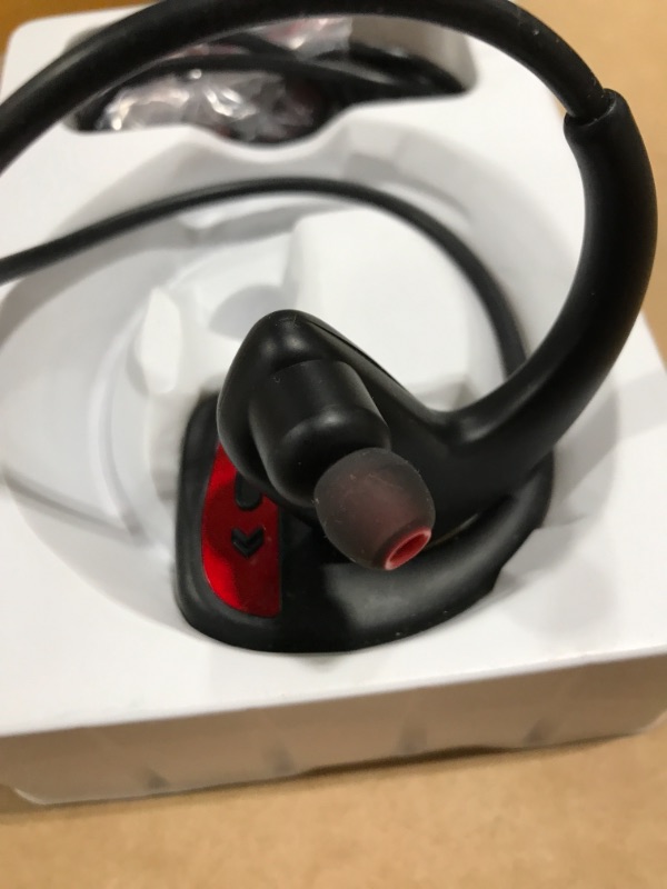 Photo 3 of IPX8 WATERPROOF HEADPHONES. RED/GREY. 