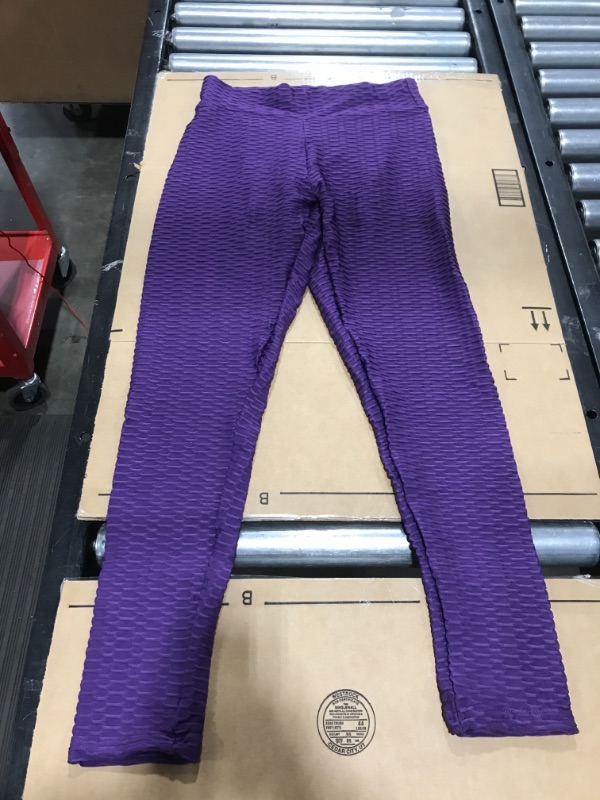 Photo 1 of WOMEN'S EXERCISE YOGA STRETCH BUTT PANT, PURPLE, SIZE LARGE. 