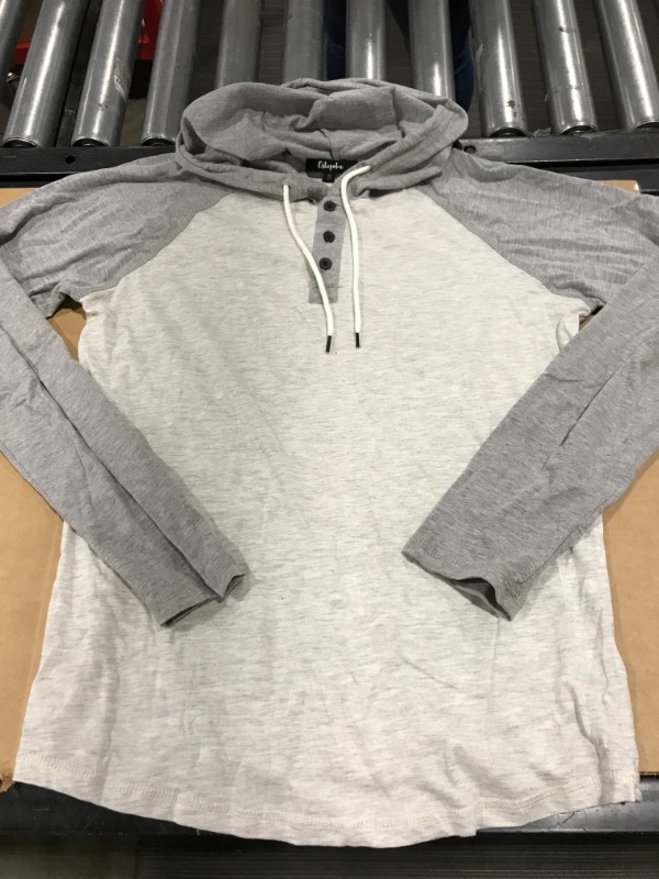 Photo 1 of WOMEN'S LONG SLEEVE HOODED PULLOVER SHIRT. LIGHT GREY. SIZE SMALL. PRE-OWNED.