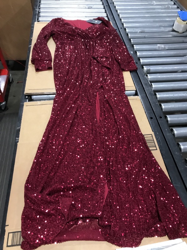 Photo 1 of WOMEN'S SEQUIN STYLE LONG DRESS, RED, SIZE XL. NEW WITH TAGS.
