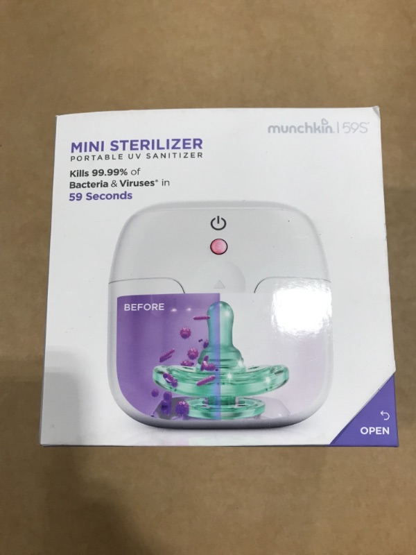 Photo 2 of Munchkin Portable UV Sterilizer and Sanitizer Box, Eliminates 99.99% of Germs in 59 Seconds, Mini UV-C Cleaner for Pacifiers and More, White
