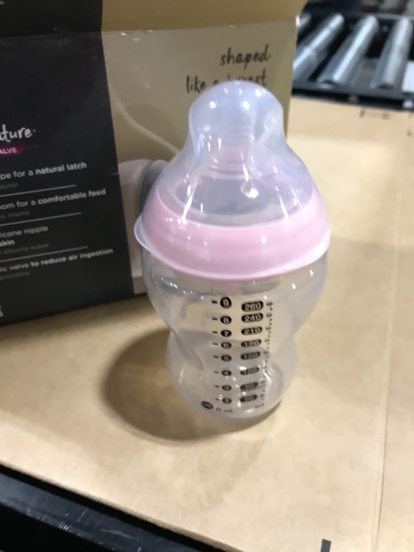 Photo 3 of Tommee Tippee Closer to Nature Baby Bottle Decorated Pink, Anti-Colic Valve, Breast-Like Nipple for Natural Latch, Slow Flow, BPA-Free - 0+ Months, 9 Ounce, 3 Count (Design May Vary) (522595)
