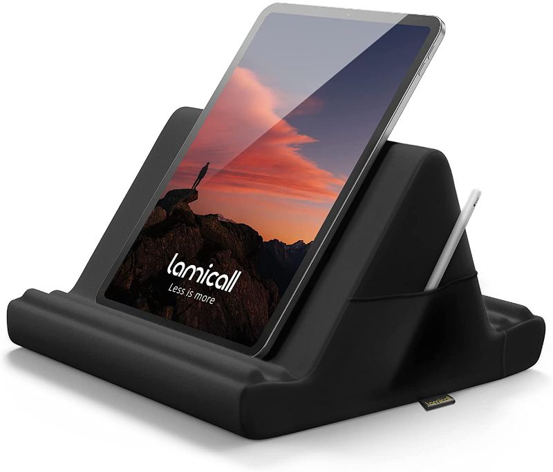 Photo 1 of Lamicall Tablet Pillow Holder, Pillow Soft Pad - Tablet Stand Dock for Lap, Bed and Desk with Pocket & 4 Viewing Angles, for 2021 iPad Pro 11, 10.5,12.9 Air Mini, Kindle, 4-13" Phone and Tablet, Black
