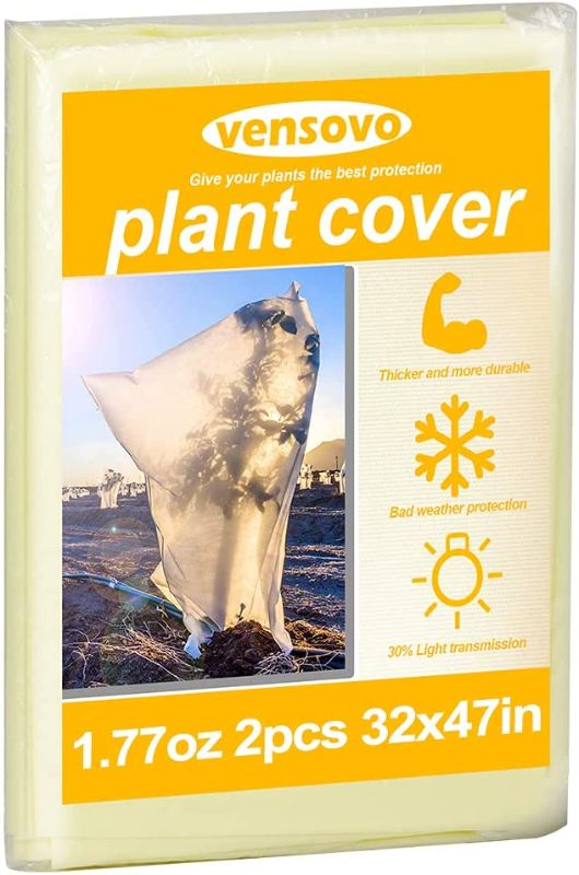 Photo 1 of 2 Pack Plant Covers Freeze Protection - 1.77oz 32x47 inch Rectangle Frost Protection Blankets for Plants, Reusable Shrub Jakets Covers for Winter, with Drawstring
