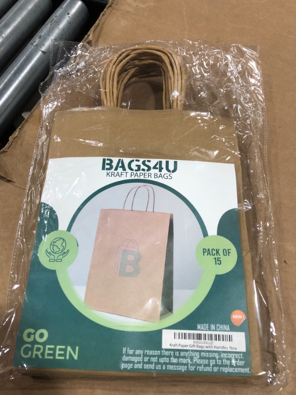 Photo 2 of Bags4U Kraft Paper Bags with Handles Bulk - 1-5Pcs Paper Bags for Small Business, Brown Paper Gift Bags & Paper Shopping Bags - 8 x 4.25 x 10.5cm
