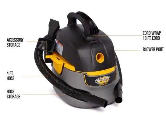 Photo 1 of 2.5 Gal. 1.75-Peak HP Compact Wet/Dry Shop Vacuum with Filter Bag, Hose and Accessories
