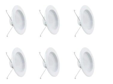 Photo 1 of 5/6 in. 75W Equivalent Soft White 2700K Dimmable CEC Integrated LED Retrofit White Recessed Light Trim Downlight(6-Pack)
