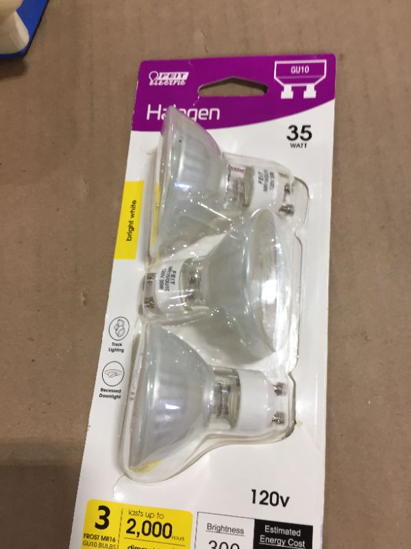 Photo 2 of 35-Watt Bright White (2700K) MR16 GU10 Bi-pin Base Dimmable Halogen Light Bulb (3-Pack)
