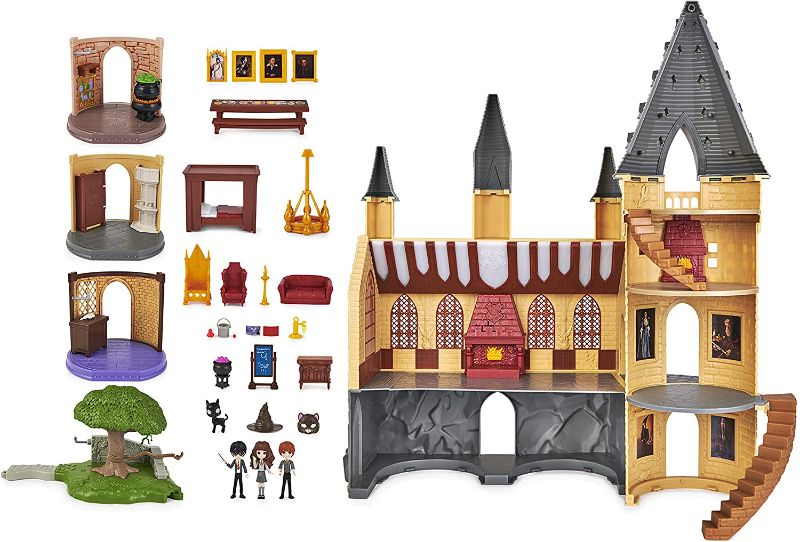 Photo 1 of Wizarding World Harry Potter, Magical Minis Amazon Exclusive Deluxe Hogwarts Castle, 3 Classroom Playsets, 22 Accessories, 3 Figures, Lights & Sounds
