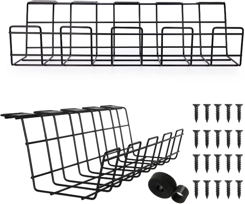 Photo 1 of Comix 2-Pack Under Desk Cable Management Tray, Under Desk Cable Organizers for Wire Management, Desk Cable Tray for Office and Home, Perfect Standing Desk...
