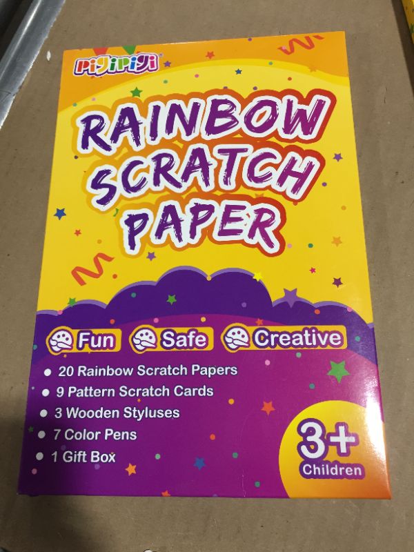 Photo 2 of Pigipigi Rainbow Scratch Paper for Kids - 2 Pack Scratch Off Notebooks Arts Crafts Supplies Kits Drawing Paper Black Magic Sheets Scratch Pad Activity Toy...
