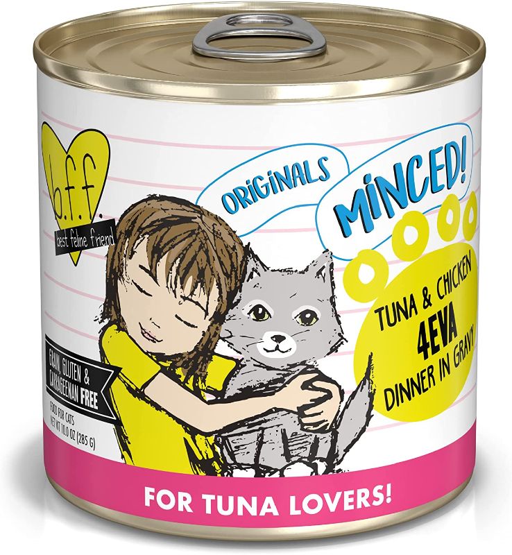 Photo 1 of Best Feline Friend (B.F.F.) Tuna & Chicken 4-Eva with Tuna & Chicken in Gravy Cat Food by Weruva, 10oz Can (Pack of 12), Yellow
