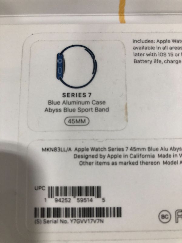 Photo 7 of Apple Watch Series 7 [GPS 45mm] Smart Watch w/ Blue Aluminum Case with Abyss Blue Sport Band. Fitness Tracker, Blood Oxygen & ECG Apps, Always-On Retina Display, Water Resistant
