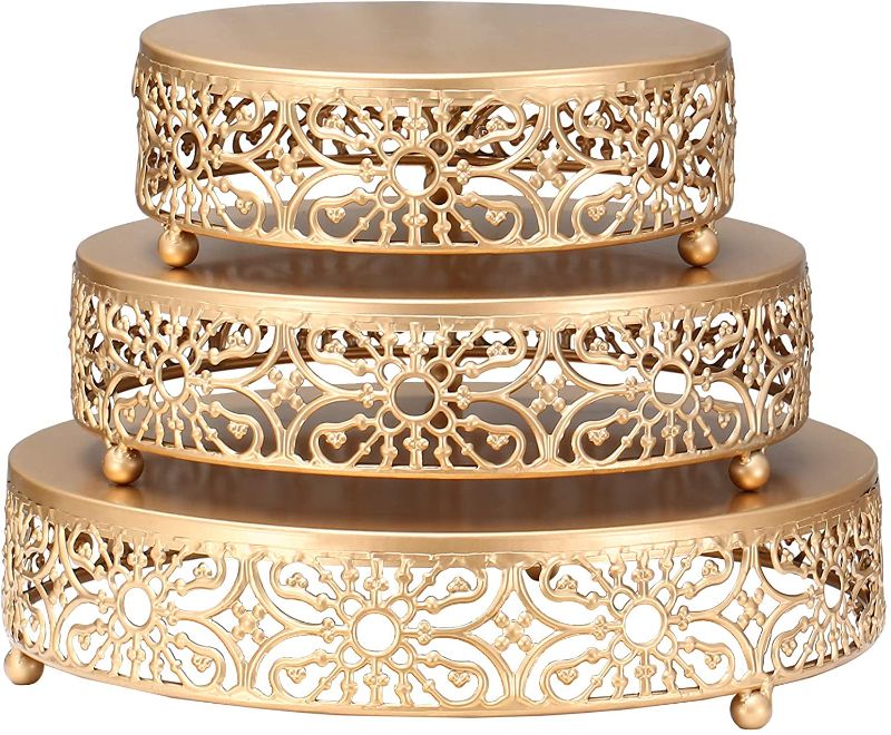 Photo 1 of XINLIYA 3-Piece Set Cake Stands Round Cupcake Stands,Metal Wedding Brithday Party Celebration Dessert Display Plates,Gold
