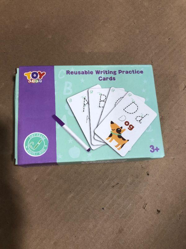 Photo 1 of  Dry Erase Alphabet and Number Flash Cards - Write and Wipe Laminated ABC Letter Tracing Practice Card for Kindergarten  26 letter cards