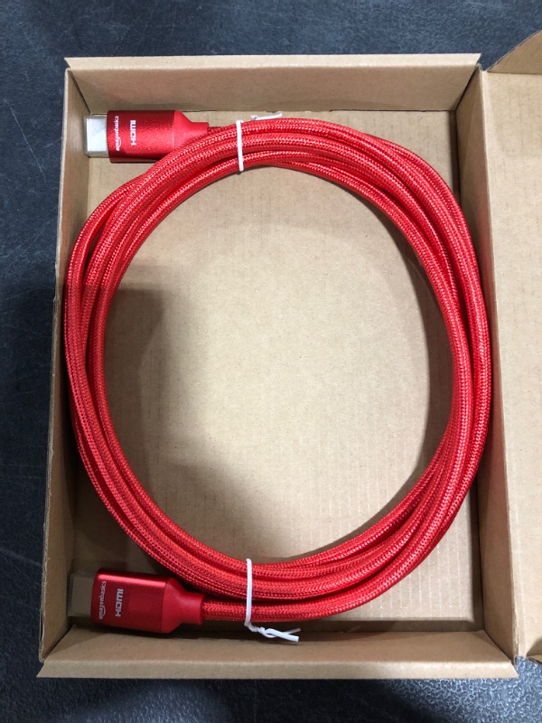 Photo 3 of Amazon Basics 10.2 Gbps High-Speed 4K HDMI Cable with Braided Cord, 10-Foot, Red
