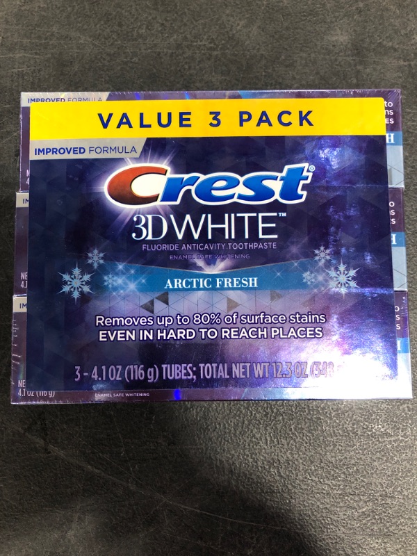 Photo 3 of Crest 3D White Whitening Arctic Fresh Toothpaste, 4.1 oz, 3 Count
