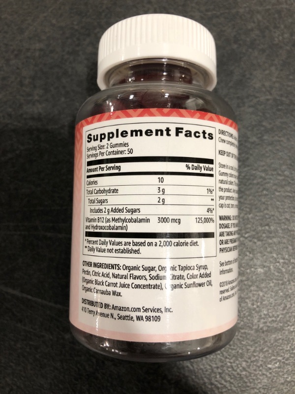 Photo 3 of Amazon Brand - Solimo Vitamin B12 3000 mcg, 100 Gummies.
BB 09/2022.