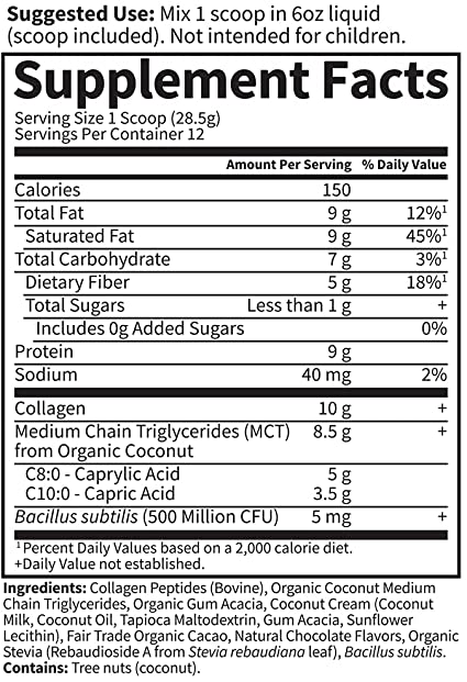 Photo 2 of Garden of Life Grass Fed Collagen Creamer Powder - Chocolate, 12.06 Ounce (Pack of 1)
BB 02/2022.