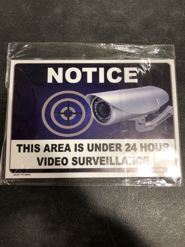 Photo 1 of "Notice - This Area Is Under 24 Hour Video Surveillance" Sign By MALKAN | 7" x 10" PLASTIC
LOT OF 2.