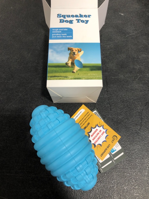 Photo 3 of Dog Chew Toys for Aggressive Chewers,Squeaky Dog Toys Almost Indestructible Rubber Dog Toys Ball for Medium and Large Breed(Blue)
