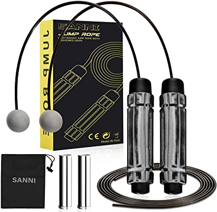 Photo 1 of Sanni Jump Rope,Tangle-Free Ball Bearing Speed Rope Cable Skipping Rope,Adjustable Steel Jump Rope Workout with Foam Handles for Fitness with Memory Foam Handles for Women Men Kids
