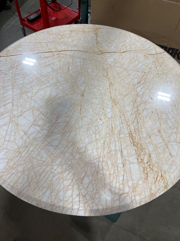 Photo 4 of LIGHT MARBLE CENTER TABLE 29H X 36W 21DIA BASE INCHES