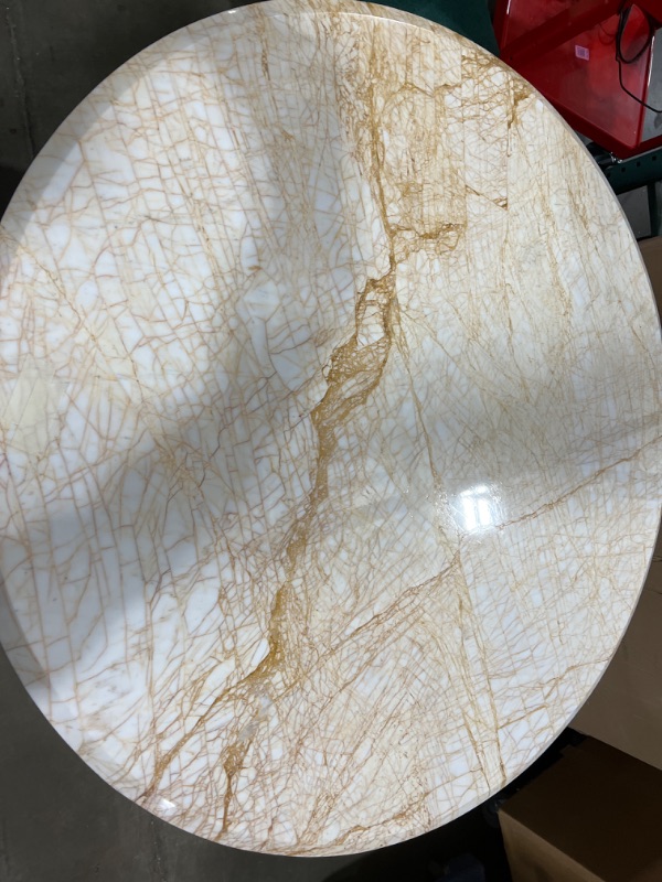 Photo 4 of LIGHT MARBLE CENTER TABLE 29H X 36W 21DIA BASE INCHES